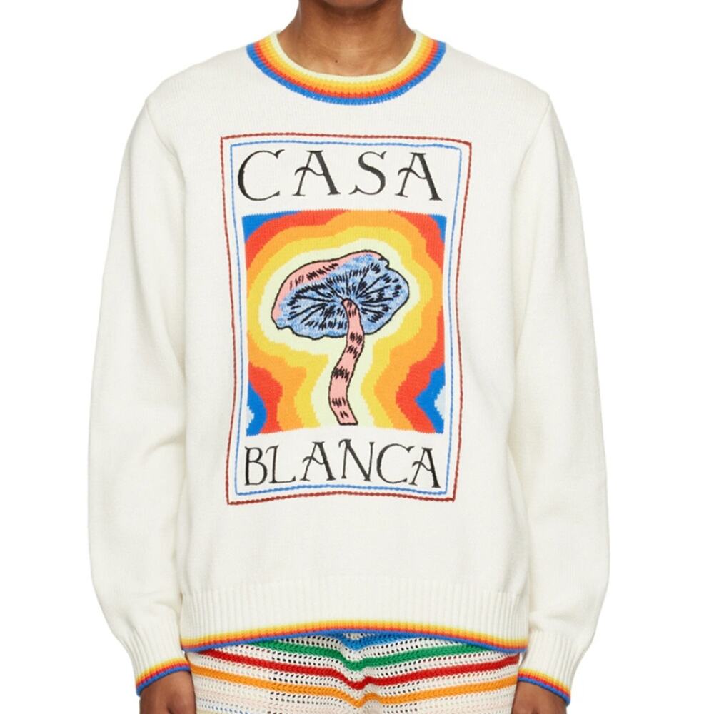 Casablanca Mind Vibrations Graphic Crewneck Sweatshirt Sz Large Cotton Jumper